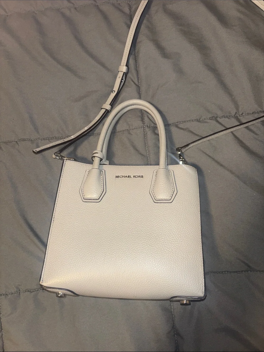 Michael Kors Gray Pebbled Leather Crossbody Satchel